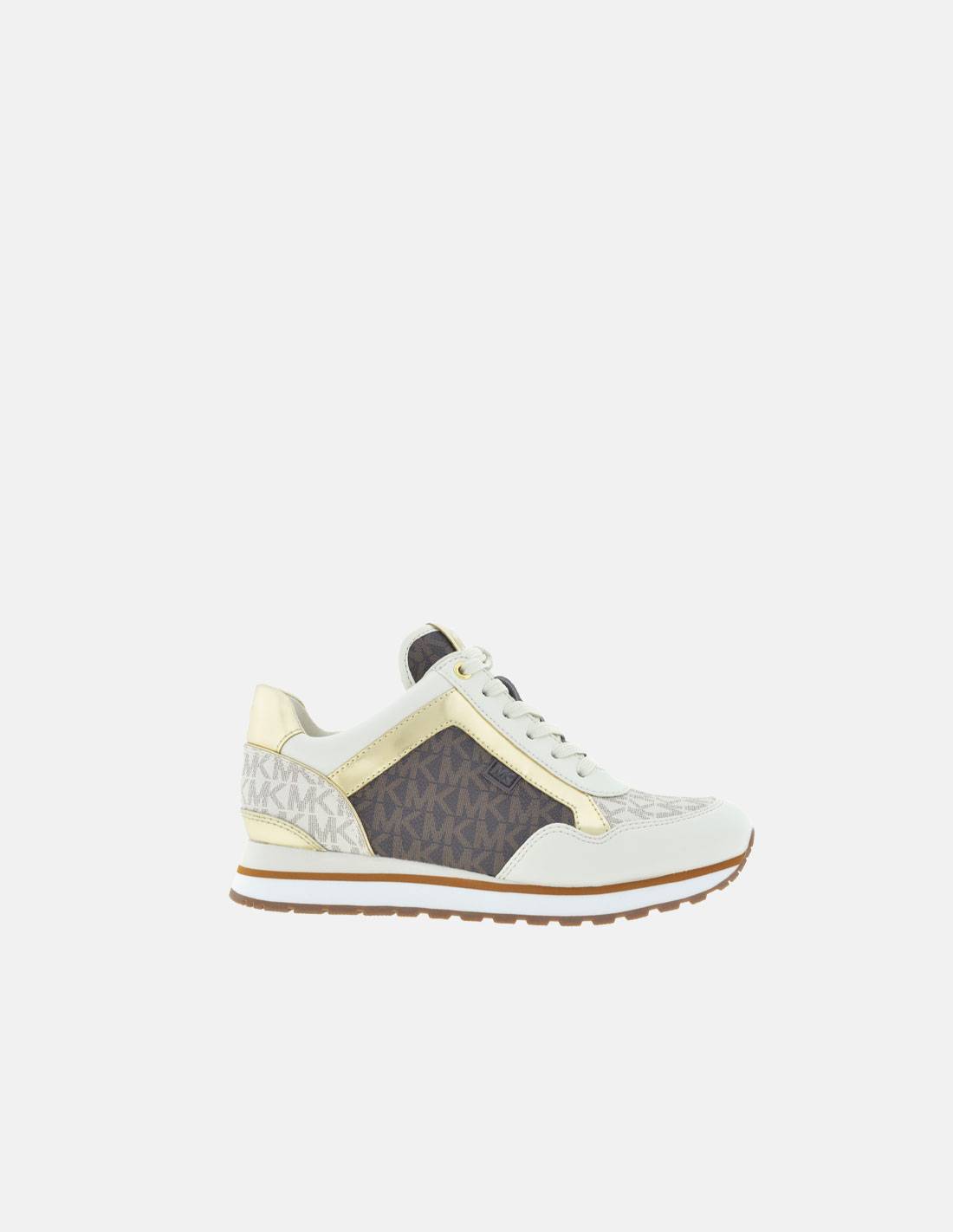 Michael Kors Women039s Brown Logo  Gold Trim Sneakers Size 65M  eBay