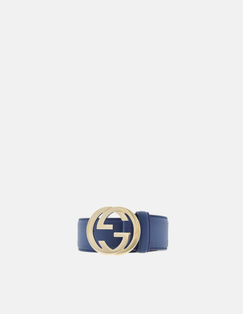 Gucci Interlocking G Leather Belt Navy Blue Size 90/36