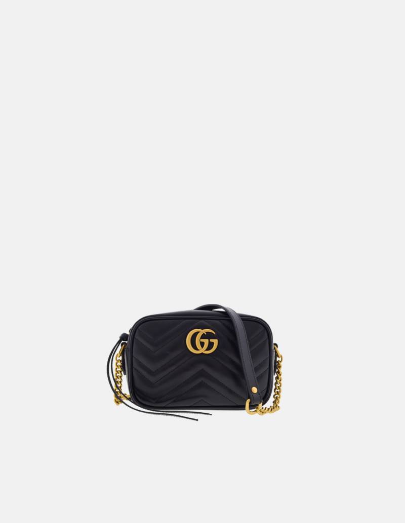 Gucci GG Marmont Matelasse Mini Bag Black in Chevron Leather with Gold-tone  - US