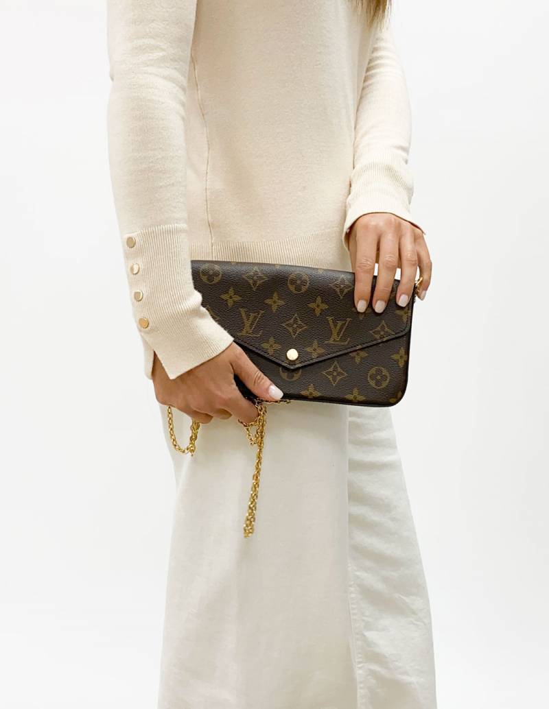 M62415 Louis Vuitton 2017 Premium Monogram Canvas Pochette Felicie Shoulder  Bag
