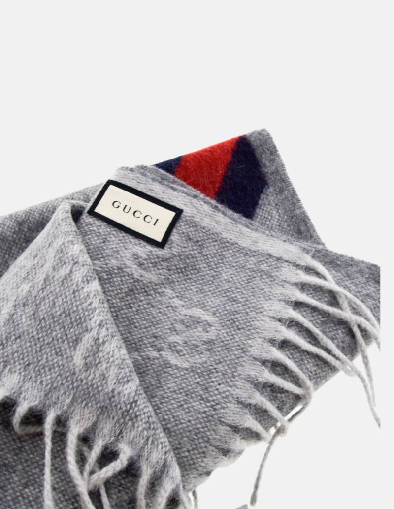 Gucci Scarf Charcoal Gray GG - Wool Silk Shawl