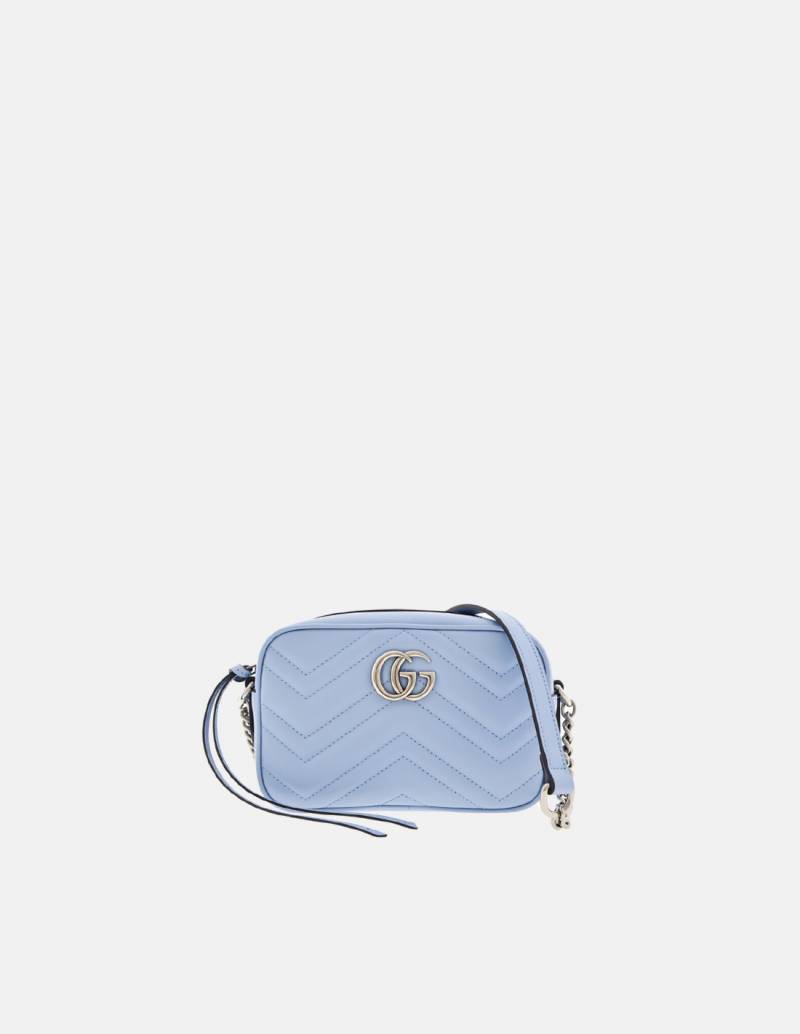 Gucci Mini Chevron Leather Camera Bag in Blue