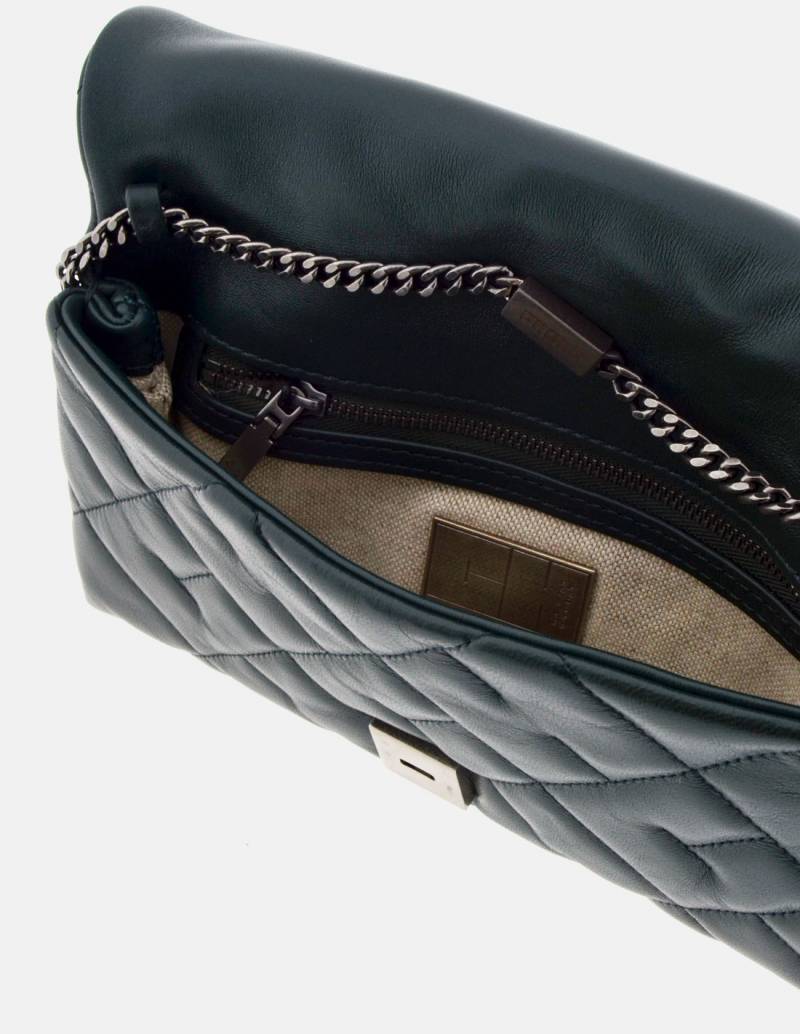Carolina Herrera Black Chevron Leather Bimba Flap Bag Carolina Herrera