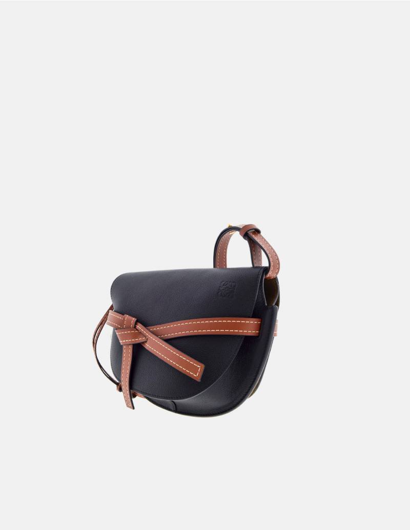 Loewe Gate Small Leather And Jacquard Shoulder Bag in Brown
