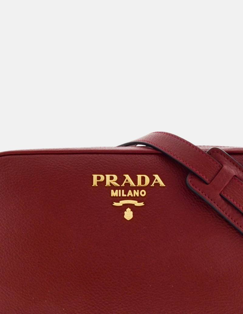 Prada Maroon Vitello Leather Shoulder Bag