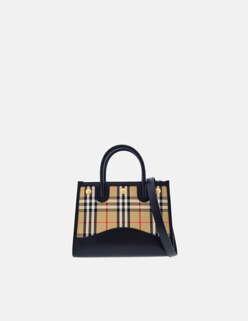 BURBERRY Label Print Cotton And Leather Large London Tote Bag | Endource